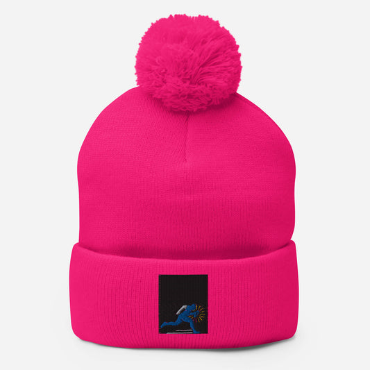 Running Man Pom-Pom Beanie